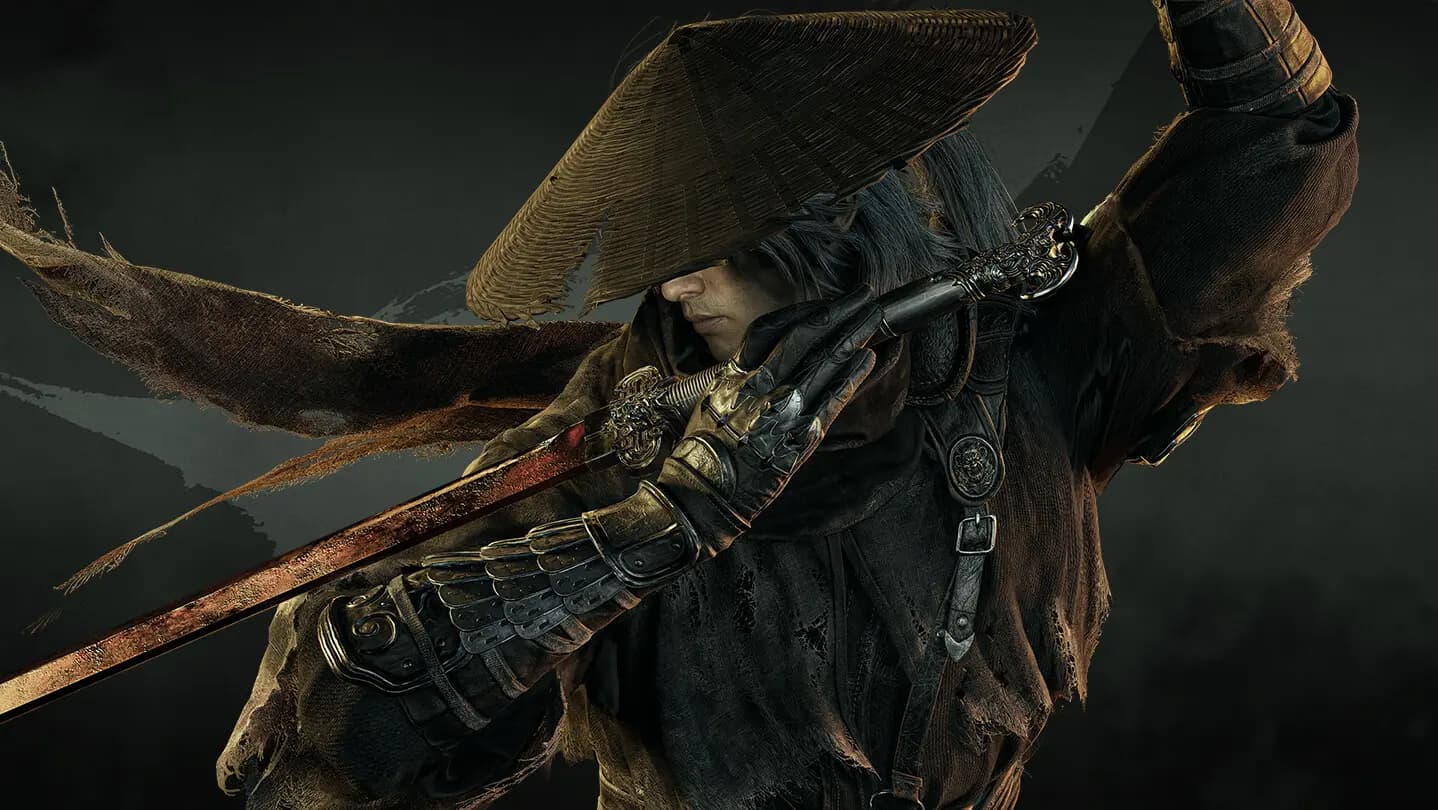 Soul, the straw-hatted assassin of Phantom Blade Zero, drawing a red blade